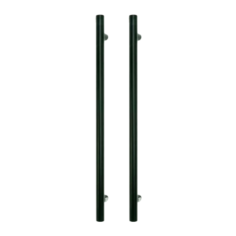 Vertical Heated Towel Rail 650mm (L) Two Round Rails Combo - Matte Black - Image 1