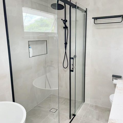 Frameless Shower Glass 1200w x 800dmm Rectangle Sliding Door Matte Black Nano Coating - Image 5