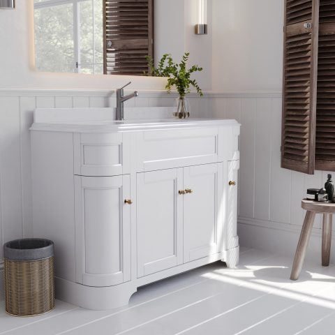 Tiffany 1200mm Solid Wood Floor-Standing Vanity – Hampton Collection – Matte White - Image 2