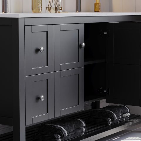 Winterfell 1500mm Solid Wood Floor-Standing Vanity – Hampton Collection – Matte Black - Image 5