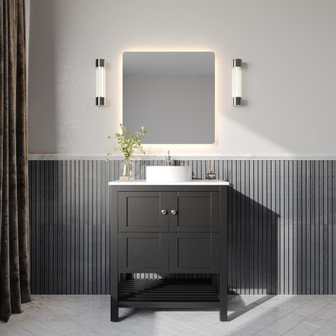 Winterfell 750mm Solid Wood Floor-Standing Vanity – Hampton Collection – Matte Black - Image 2