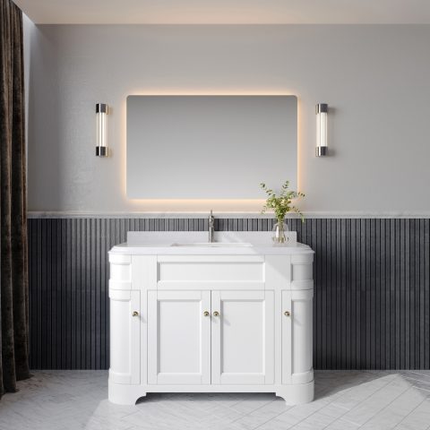 Tiffany 1200mm Solid Wood Floor-Standing Vanity – Hampton Collection – Matte White - Image 1