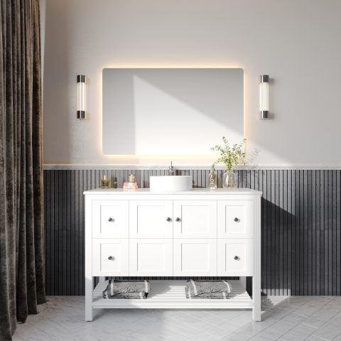 Winterfell 1200mm Solid Wood Floor-Standing Vanity – Hampton Collection – Matte White - Image 2