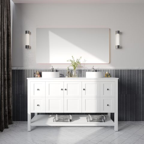 Winterfell 1500mm Solid Wood Floor-Standing Vanity – Hampton Collection – Matte White - Image 2