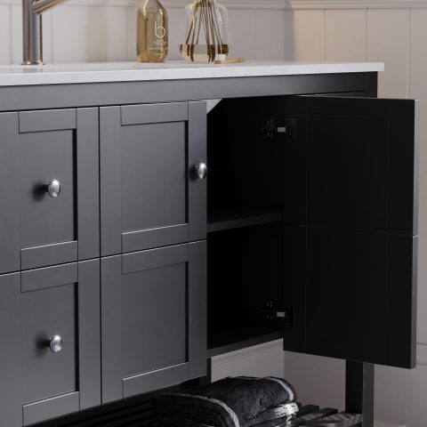 Winterfell 1200mm Solid Wood Floor-Standing Vanity – Hampton Collection – Matte Black - Image 4