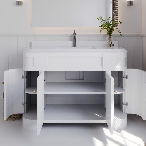 Tiffany 1200mm Solid Wood Floor-Standing Vanity – Hampton Collection – Matte White - Image 3