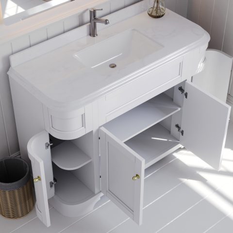 Tiffany 1200mm Solid Wood Floor-Standing Vanity – Hampton Collection – Matte White - Image 4