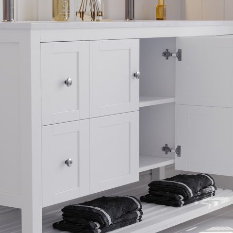 Winterfell 1500mm Solid Wood Floor-Standing Vanity – Hampton Collection – Matte White - Image 5