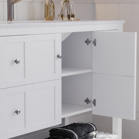 Winterfell 1200mm Solid Wood Floor-Standing Vanity – Hampton Collection – Matte White - Image 5