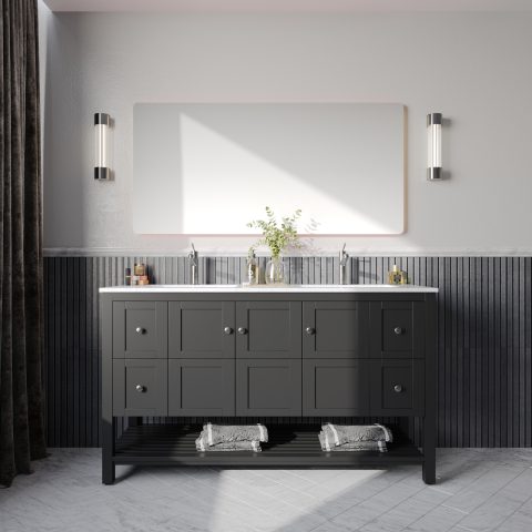 Winterfell 1500mm Solid Wood Floor-Standing Vanity – Hampton Collection – Matte Black - Image 1