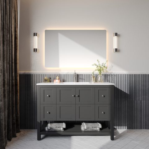 Winterfell 1200mm Solid Wood Floor-Standing Vanity – Hampton Collection – Matte Black - Image 1