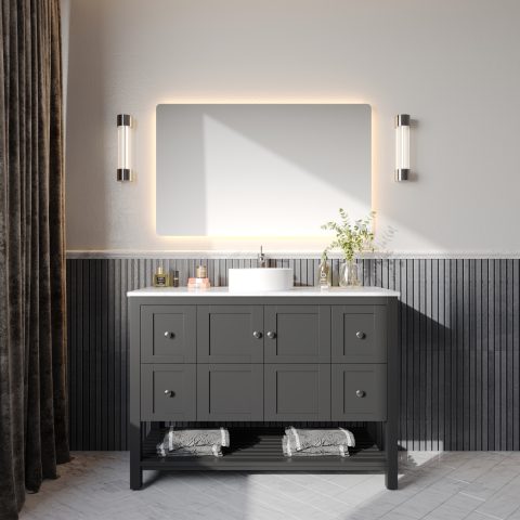Winterfell 1200mm Solid Wood Floor-Standing Vanity – Hampton Collection – Matte Black - Image 2
