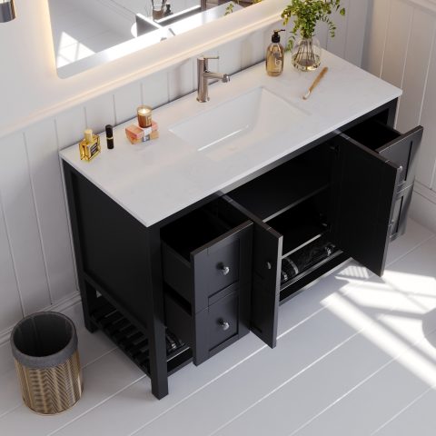 Winterfell 1200mm Solid Wood Floor-Standing Vanity – Hampton Collection – Matte Black - Image 5