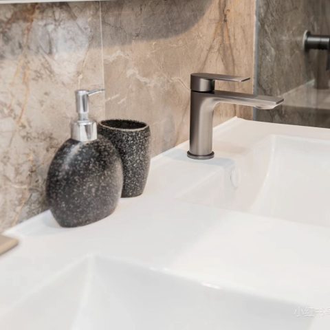 Vanta Modern Flat Handle Basin Mixer – Brushed Nickel - Image 1