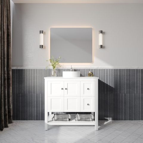 Winterfell 900mm Solid Wood Floor-Standing Vanity – Hampton Collection – Matte White - Image 2