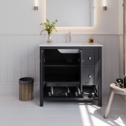 Winterfell 900mm Solid Wood Floor-Standing Vanity – Hampton Collection – Matte Black - Image 6