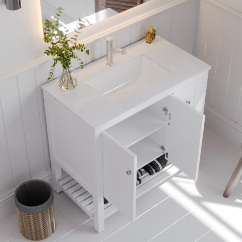 Winterfell 900mm Solid Wood Floor-Standing Vanity – Hampton Collection – Matte White - Image 4