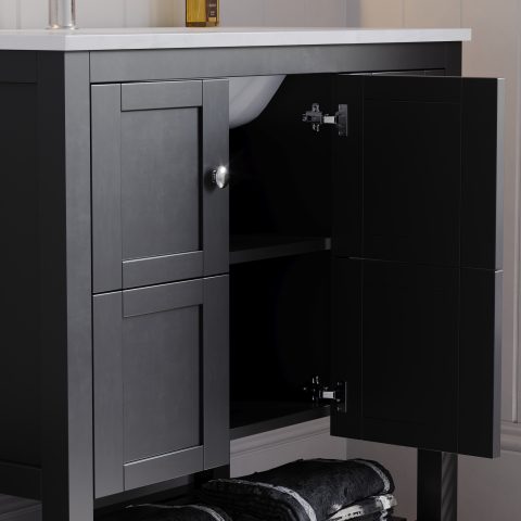 Winterfell 900mm Solid Wood Floor-Standing Vanity – Hampton Collection – Matte Black - Image 5