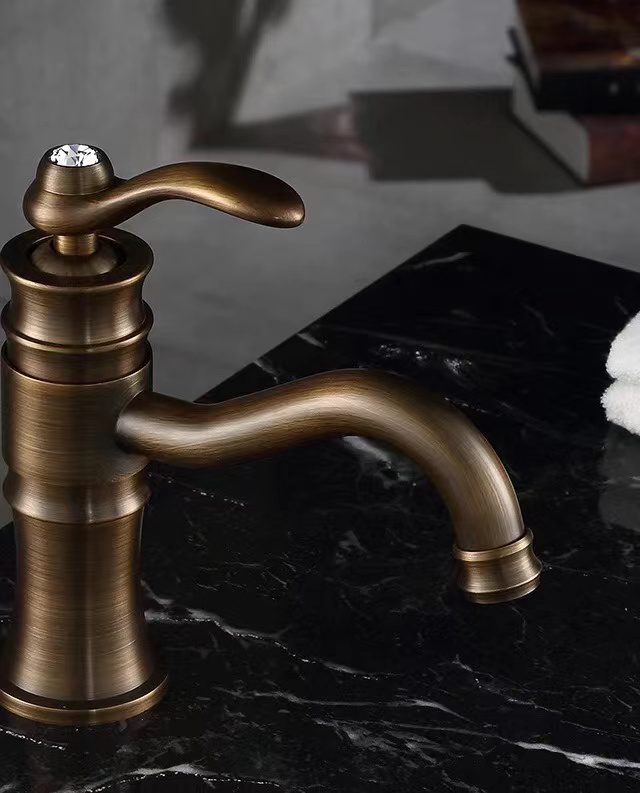 retro basin tap brass finish view