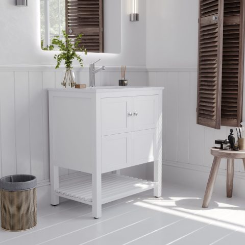 Winterfell 750mm Solid Wood Floor-Standing Vanity – Hampton Series – Matte White - Image 3