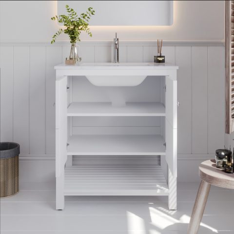 Winterfell 750mm Solid Wood Floor-Standing Vanity – Hampton Series – Matte White - Image 6