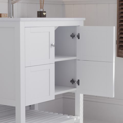 Winterfell 750mm Solid Wood Floor-Standing Vanity – Hampton Series – Matte White - Image 4