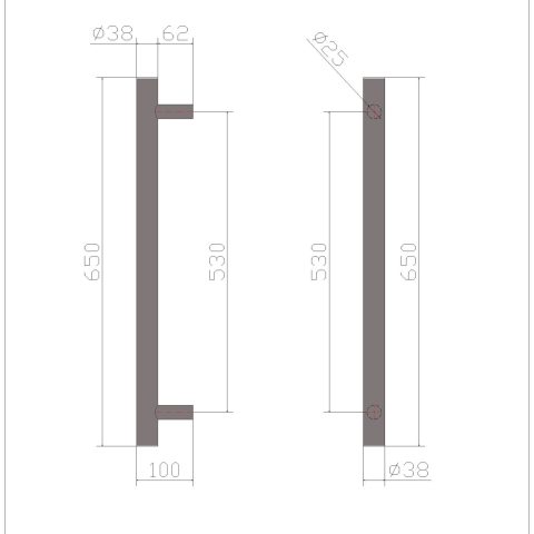 Vertical Heated Towel Rail 650mm (L) Single Bar – Gun Metal - Image 2