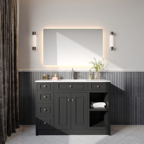 Caroline 1200mm Solid Wood Floor-Standing Vanity – Hampton Collection – Matte Black - Image 1