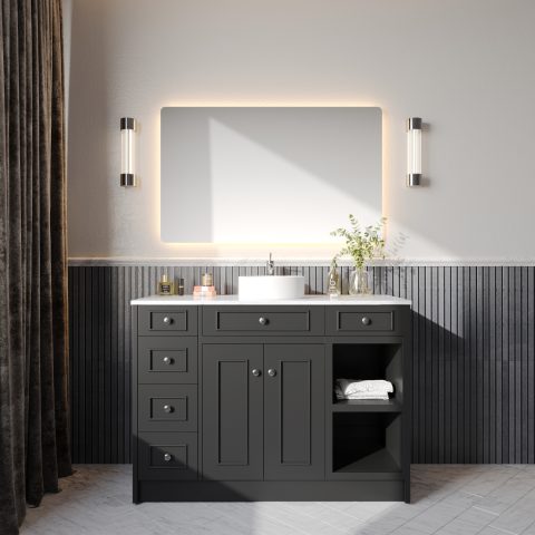 Caroline 1200mm Solid Wood Floor-Standing Vanity – Hampton Collection – Matte Black - Image 2
