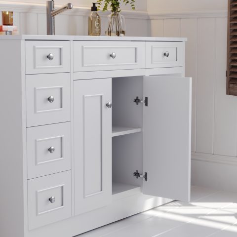Caroline 1200mm Solid Wood Floor-Standing Vanity – Hampton Collection – Matte White - Image 5