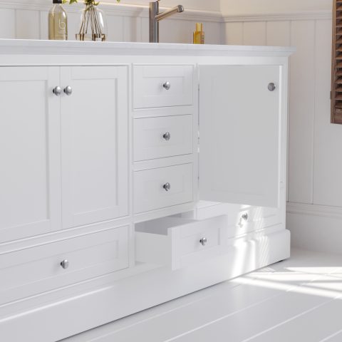 Karita 1800mm Solid Wood Floor-Standing Vanity – Hampton Collection – Matte White - Image 5