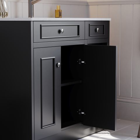 Caroline 900mm Solid Wood Floor-Standing Vanity – Hampton Collection – Matte Black - Image 4