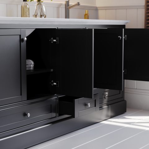 Karita 1800mm Solid Wood Floor-Standing Vanity – Hampton Collection – Matte Black - Image 5