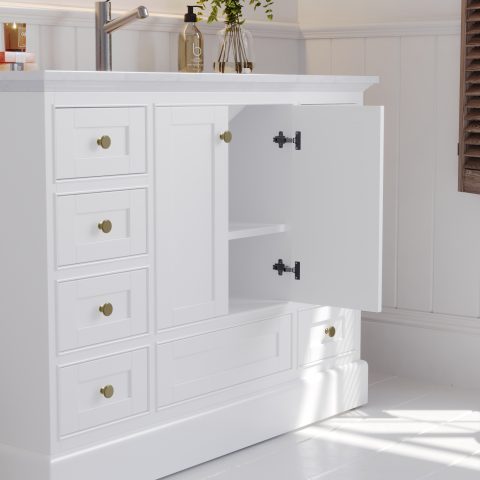 Karita 1200mm Solid Wood Floor-Standing Vanity – Hampton Series – Matte White - Image 5