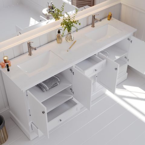 Karita 1800mm Solid Wood Floor-Standing Vanity – Hampton Collection – Matte White - Image 4