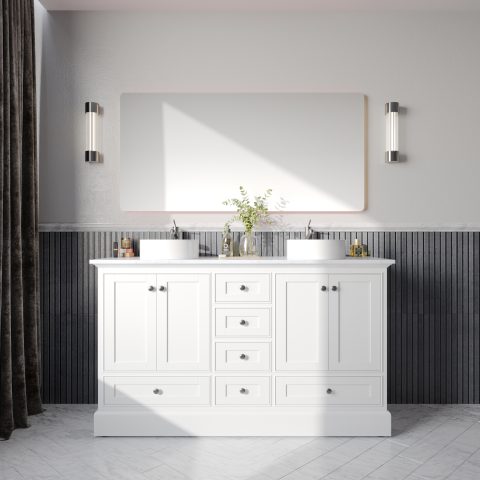 Karita 1500mm Solid Wood Floor-Standing Vanity – Hampton Collection – Matte White - Image 2