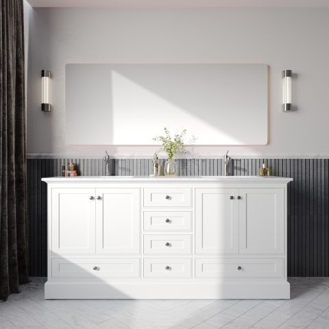 Karita 1800mm Solid Wood Floor-Standing Vanity – Hampton Collection – Matte White - Image 1