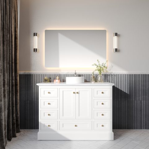 Karita 1200mm Solid Wood Floor-Standing Vanity – Hampton Series – Matte White - Image 2