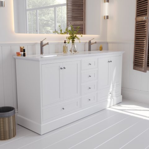 Karita 1800mm Solid Wood Floor-Standing Vanity – Hampton Collection – Matte White - Image 3