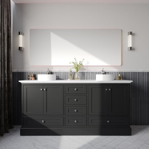 Karita 1800mm Solid Wood Floor-Standing Vanity – Hampton Collection – Matte Black - Image 2
