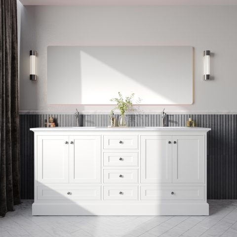 Karita 1800mm Solid Wood Floor-Standing Vanity – Hampton Collection – Matte White - Image 1