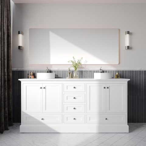 Karita 1800mm Solid Wood Floor-Standing Vanity – Hampton Collection – Matte White - Image 2