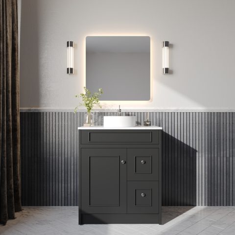 Caroline 750mm Solid Wood Floor-Standing Vanity – Hampton Collection – Matte Black - Image 2