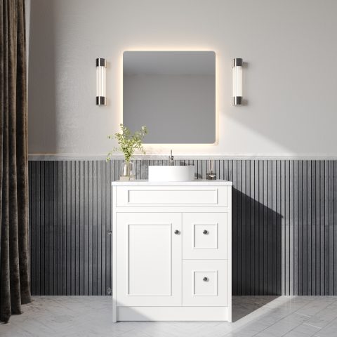 Caroline 750mm Solid Wood Floor-Standing Vanity – Hampton Collection – Matte White - Image 2