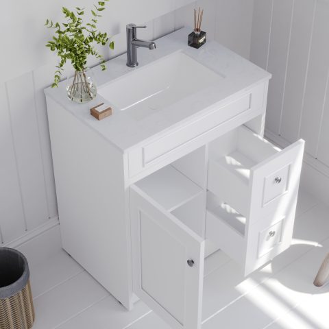Caroline 750mm Solid Wood Floor-Standing Vanity – Hampton Collection – Matte White - Image 6