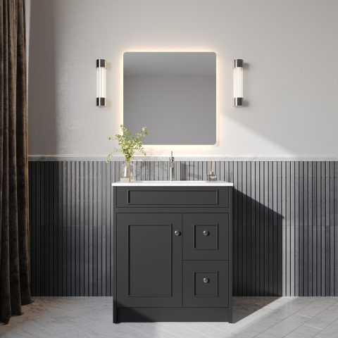 Caroline 750mm Solid Wood Floor-Standing Vanity – Hampton Collection – Matte Black - Image 1