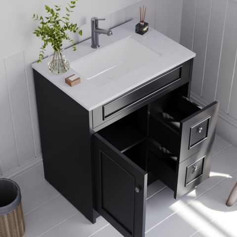 Caroline 750mm Solid Wood Floor-Standing Vanity – Hampton Collection – Matte Black - Image 4