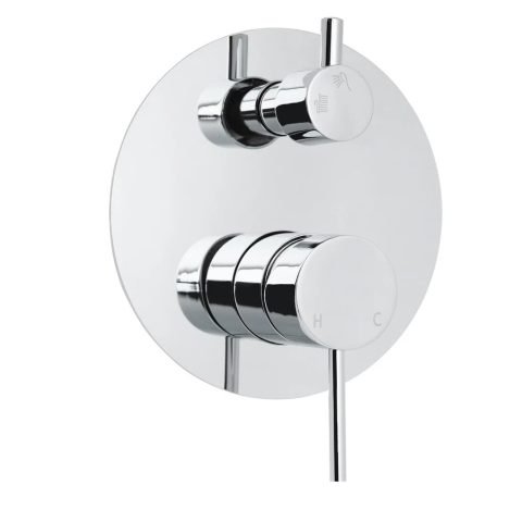 Minimalist Round Pin Shower Diverter - Polished Chrome - Image 1