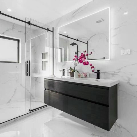 Frameless Rectangle Shower 1500wmm Sliding Door Matte Black - Image 4