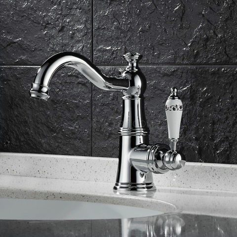 Vintage Crystal Top Basin Mixer – Polished Chrome - Image 1